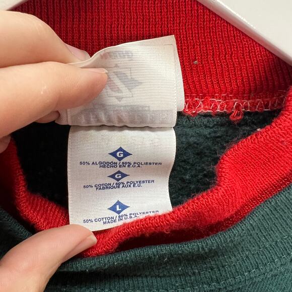Vintage Jerzees Morning Sun 90s Cardinal Sweatshirt Size L Green Graphic - Picture 4 of 5